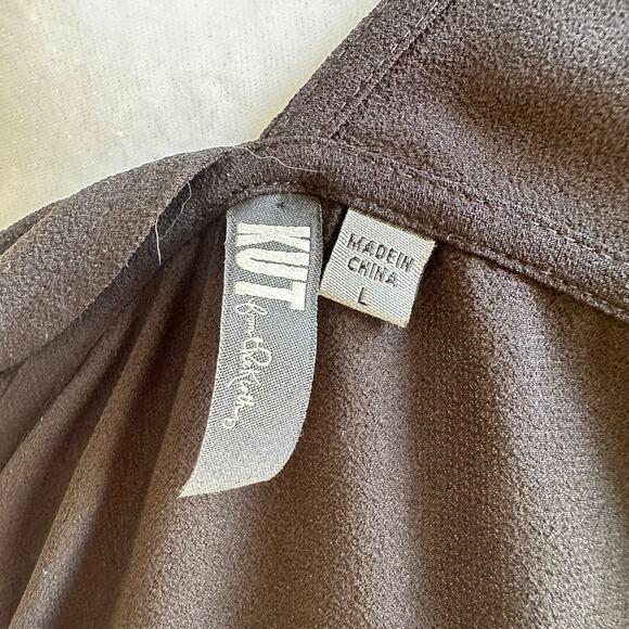 Kut From The Kloth Black Lace V-Neck Flowy Blouse Short Sleeve Large - Picture 5 of 6